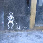 SF Upper Haight Peeing Skeleton