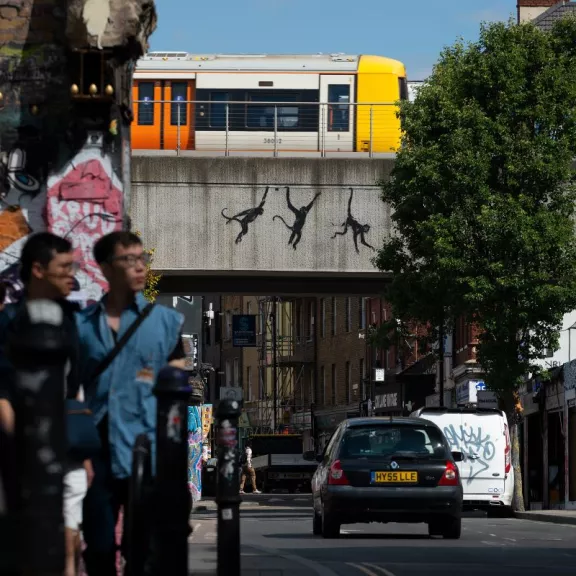 Banksy London 2024 three monkeys