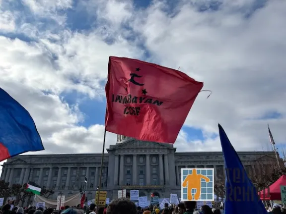 SF Protest 2025 01 19 flag