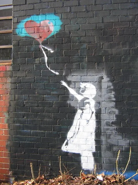 NC Asheville Banksy Spoof Heart Balloon